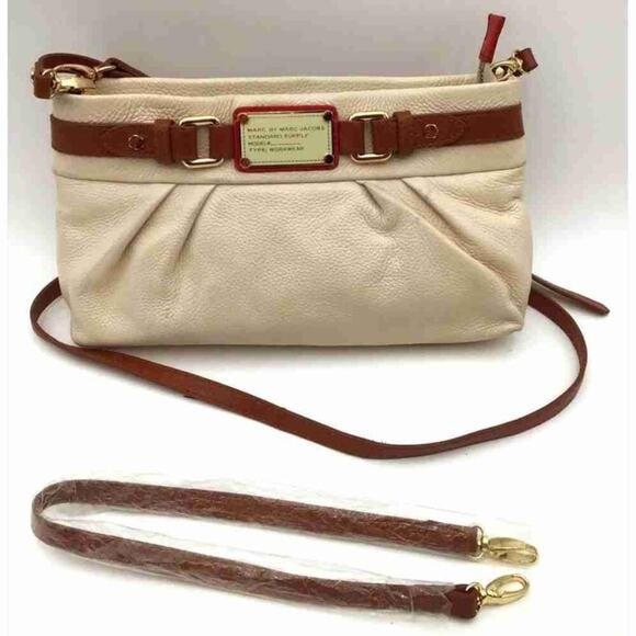 Marc By Marc Jacobs Handbags - Marc By Marc Jacobs Beige Brown Leather Workwear Crossbody Bag